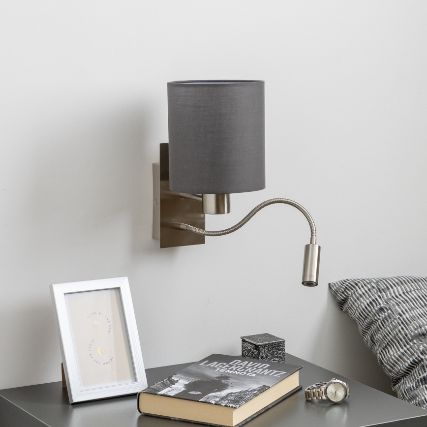 Brilagi - LED Flexibele wandlamp NUBILA 1xE27/25W/230V + LED/3W mat chroom/antraciet