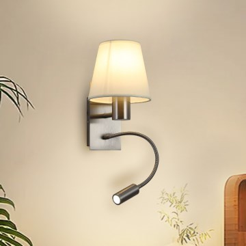 Brilagi - LED Flexibele wandlamp NUBILA 1xE27/25W/230V + LED/3W mat chroom/crème