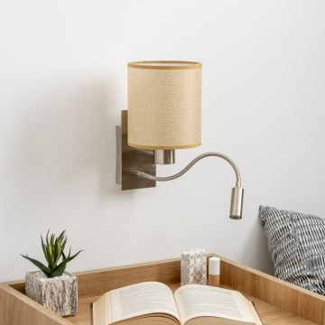 Brilagi - LED Flexibele wandlamp NUBILA 1xE27/25W/230V + LED/3W mat chroom/lichtbruin