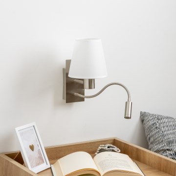 Brilagi - LED Flexibele wandlamp NUBILA 1xE27/25W/230V + LED/3W mat chroom/wit