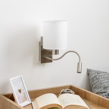 Brilagi - LED Flexibele wandlamp NUBILA 1xE27/25W/230V + LED/3W mat chroom/wit