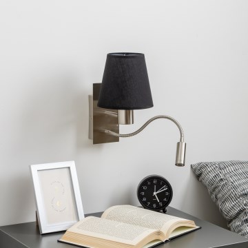 Brilagi - LED Flexibele wandlamp NUBILA 1xE27/25W/230V + LED/3W mat chroom/zwart
