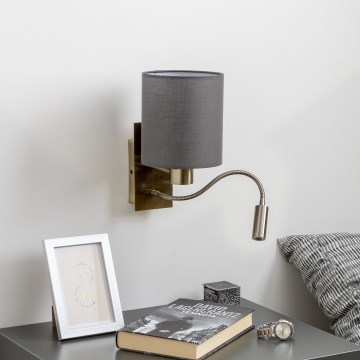 Brilagi - LED Flexibele wandlamp NUBILA 1xE27/25W/230V + LED/3W messing/antraciet