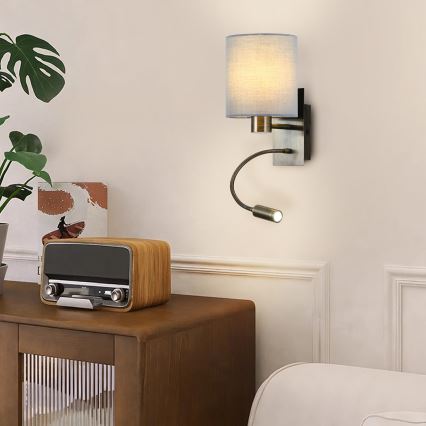 Brilagi - LED Flexibele wandlamp NUBILA 1xE27/25W/230V + LED/3W messing/crème