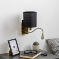 Brilagi - LED Flexibele wandlamp NUBILA 1xE27/25W/230V + LED/3W messing/zwart