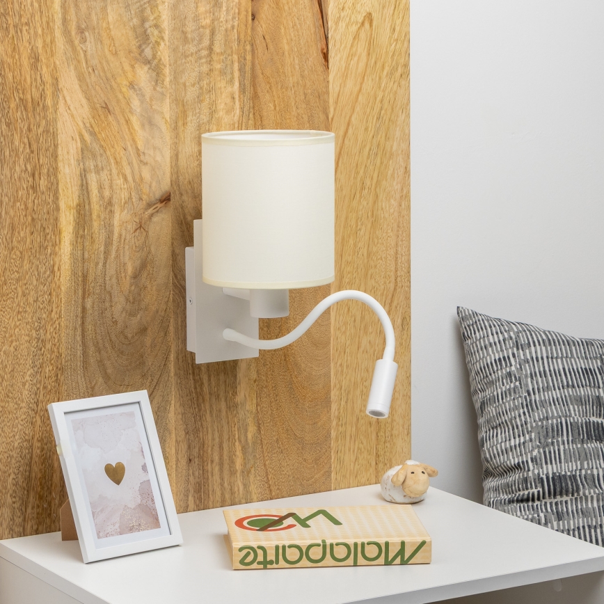 Brilagi - LED Flexibele wandlamp NUBILA 1xE27/25W/230V + LED/3W wit/crème