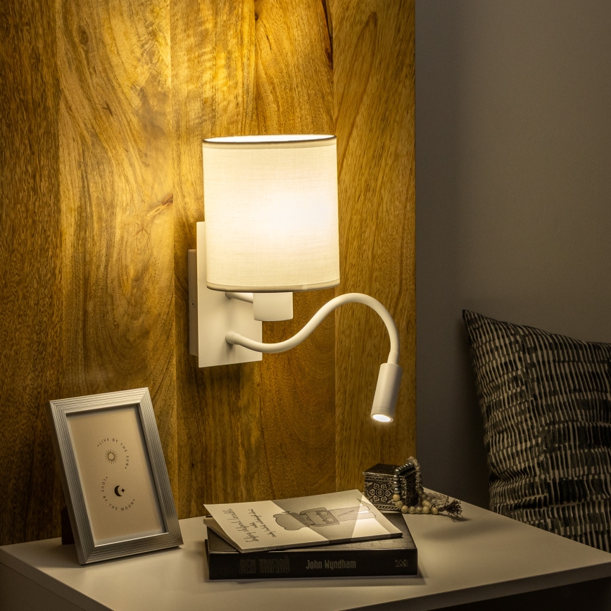 Brilagi - LED Flexibele wandlamp NUBILA 1xE27/25W/230V + LED/3W wit