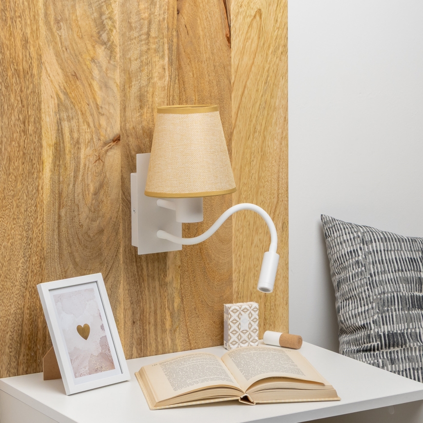 Brilagi - LED Flexibele wandlamp NUBILA 1xE27/25W/230V + LED/3W wit/lichtbruin