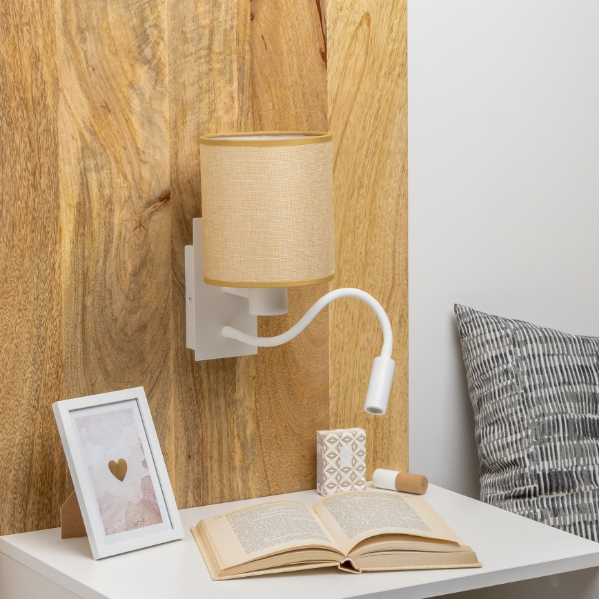 Brilagi - LED Flexibele wandlamp NUBILA 1xE27/25W/230V + LED/3W wit/lichtbruin