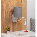 Brilagi - LED-flexibele wandlamp NUBILA 1xE27/25W/230V + LED/3W wit/lichtgrijs