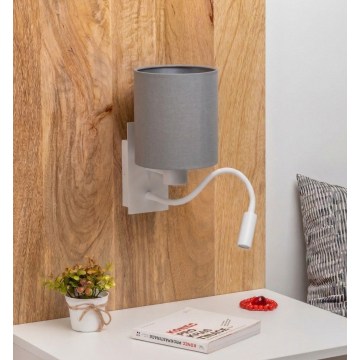 Brilagi - LED-flexibele wandlamp NUBILA 1xE27/25W/230V + LED/3W wit/lichtgrijs