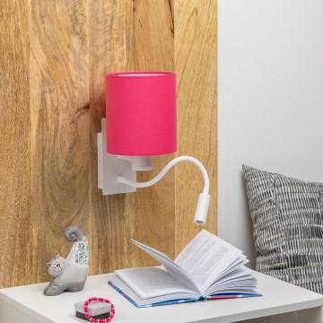 Brilagi - LED Flexibele wandlamp NUBILA 1xE27/25W/230V + LED/3W wit/roze