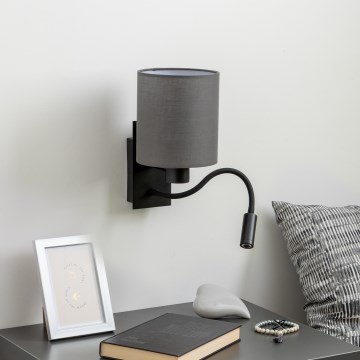 Brilagi - LED Flexibele wandlamp NUBILA 1xE27/25W/230V + LED/3W zwart/antraciet
