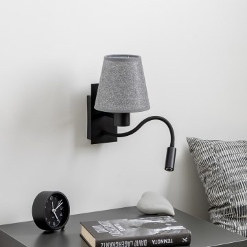 Brilagi - LED Flexibele wandlamp NUBILA 1xE27/25W/230V + LED/3W zwart/grijs