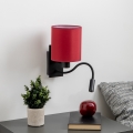 Brilagi - LED Flexibele wandlamp NUBILA 1xE27/25W/230V + LED/3W zwart/Pompejaanse rood