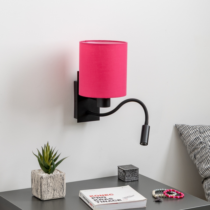Brilagi - LED Flexibele wandlamp NUBILA 1xE27/25W/230V + LED/3W zwart/roze