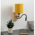 Brilagi - LED flexibele wandlamp NUBILA WOOD 1xE27/25W/230V + LED/3W eik/zwart/geel