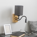 Brilagi - LED Flexibele wandlamp NUBILA WOOD 1xE27/25W/230V + LED/3W eiken/antraciet