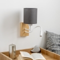 Brilagi - LED Flexibele wandlamp NUBILA WOOD 1xE27/25W/230V + LED/3W eiken/antraciet