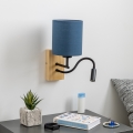 Brilagi - LED Flexibele wandlamp NUBILA WOOD 1xE27/25W/230V + LED/3W eiken/donkerblauw