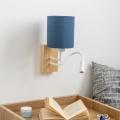 Brilagi - LED Flexibele wandlamp NUBILA WOOD 1xE27/25W/230V + LED/3W eiken/donkerblauw