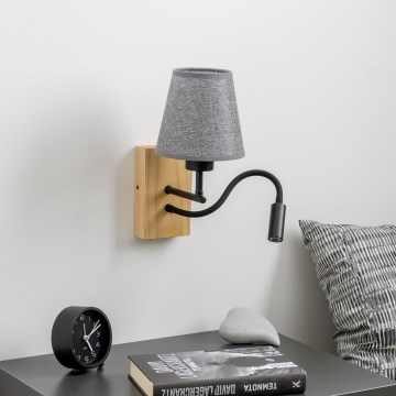 Brilagi - LED Flexibele wandlamp NUBILA WOOD 1xE27/25W/230V + LED/3W eiken/grijs