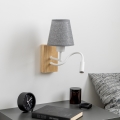 Brilagi - LED Flexibele wandlamp NUBILA WOOD 1xE27/25W/230V + LED/3W eiken/grijs