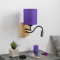 Brilagi - LED Flexibele wandlamp NUBILA WOOD 1xE27/25W/230V + LED/3W eiken/paars