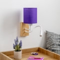 Brilagi - LED Flexibele wandlamp NUBILA WOOD 1xE27/25W/230V + LED/3W eiken/paars