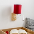 Brilagi - LED Flexibele wandlamp NUBILA WOOD 1xE27/25W/230V + LED/3W eiken/Pompejaanse rood