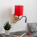 Brilagi - LED Flexibele wandlamp NUBILA WOOD 1xE27/25W/230V + LED/3W eiken/rood