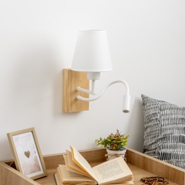 Brilagi - LED Flexibele wandlamp NUBILA WOOD 1xE27/25W/230V + LED/3W eiken/wit