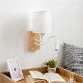 Brilagi - LED Flexibele wandlamp NUBILA WOOD 1xE27/25W/230V + LED/3W eiken/wit