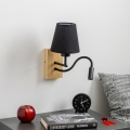 Brilagi - LED Flexibele wandlamp NUBILA WOOD 1xE27/25W/230V + LED/3W eiken/zwart