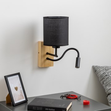 Brilagi - LED Flexibele wandlamp NUBILA WOOD 1xE27/25W/230V + LED/3W eiken/zwart
