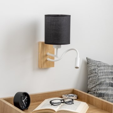 Brilagi - LED Flexibele wandlamp NUBILA WOOD 1xE27/25W/230V + LED/3W eiken/zwart