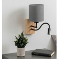 Brilagi - LED flexibele wandlamp NUBILA WOOD 1xE27/25W/230V + LED/3W eiken/zwart/lichtgrijs