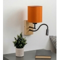 Brilagi - LED flexibele wandlamp NUBILA WOOD 1xE27/25W/230V + LED/3W eiken/zwart/oranje