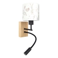 Brilagi - LED flexibele wandlamp voor kinderen BOBO WOOD 1x E27/25W/230V + geïntegreerde LED 3W, eiken/zwart/wit/konijntjes