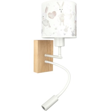Brilagi - LED flexibele wandlamp voor kinderen BOBO WOOD 1xE27/25W/230V + LED/3W eiken/wit/konijntjes