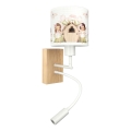 Brilagi - LED flexibele wandlamp voor kinderen BOBO WOOD 1xE27/25W/230V + LED/3W eiken/wit/roze/feeën