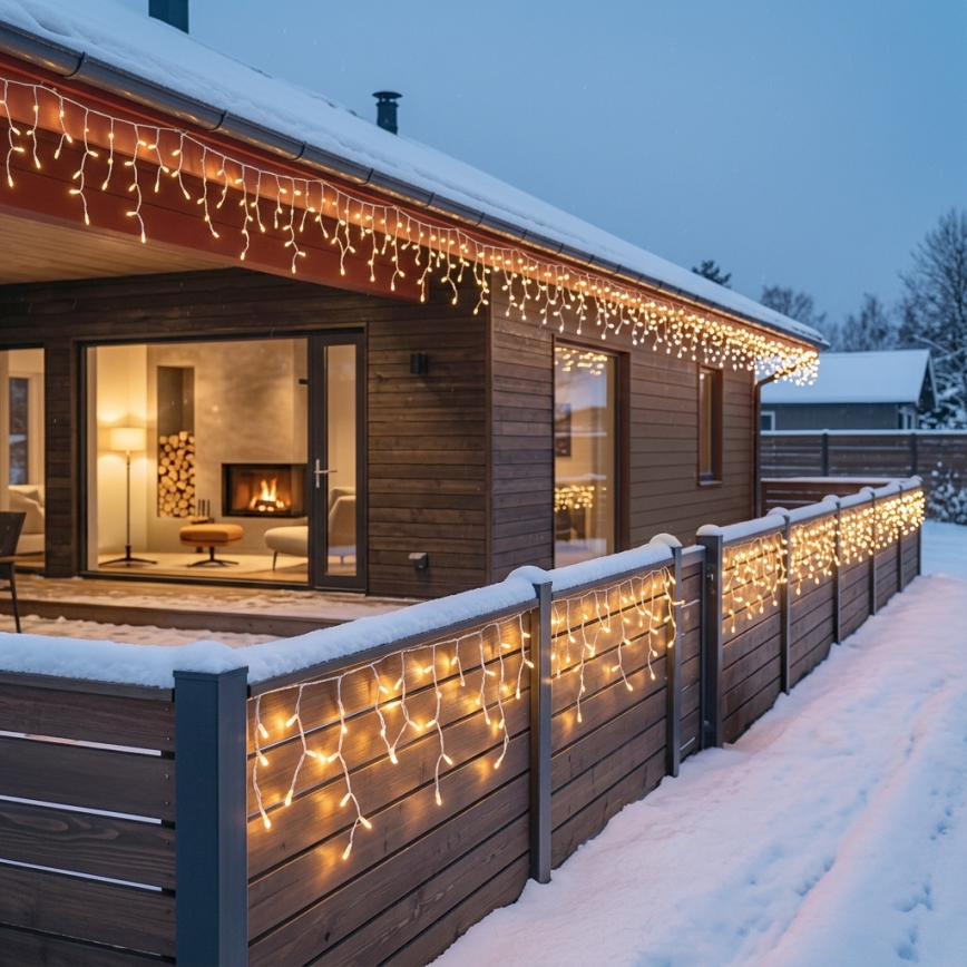 BRILAGI - Guirlande lumineuse LED de Noël extérieure 720 LED/8 fonctions 24m IP44 blanc chaud effet stalactites