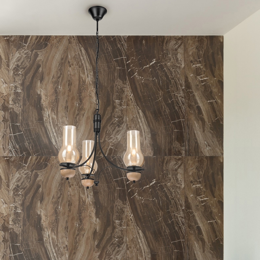 Brilagi - LED Hanglamp aan een ketting COTTAGE 3xE14/40W/230V beuken/bruin