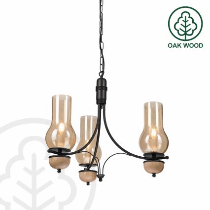 Brilagi - LED Hanglamp aan een ketting COTTAGE 3xE14/40W/230V beuken/bruin