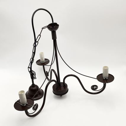 Brilagi - LED Hanglamp aan een ketting COTTAGE 3xE14/40W/230V bruin