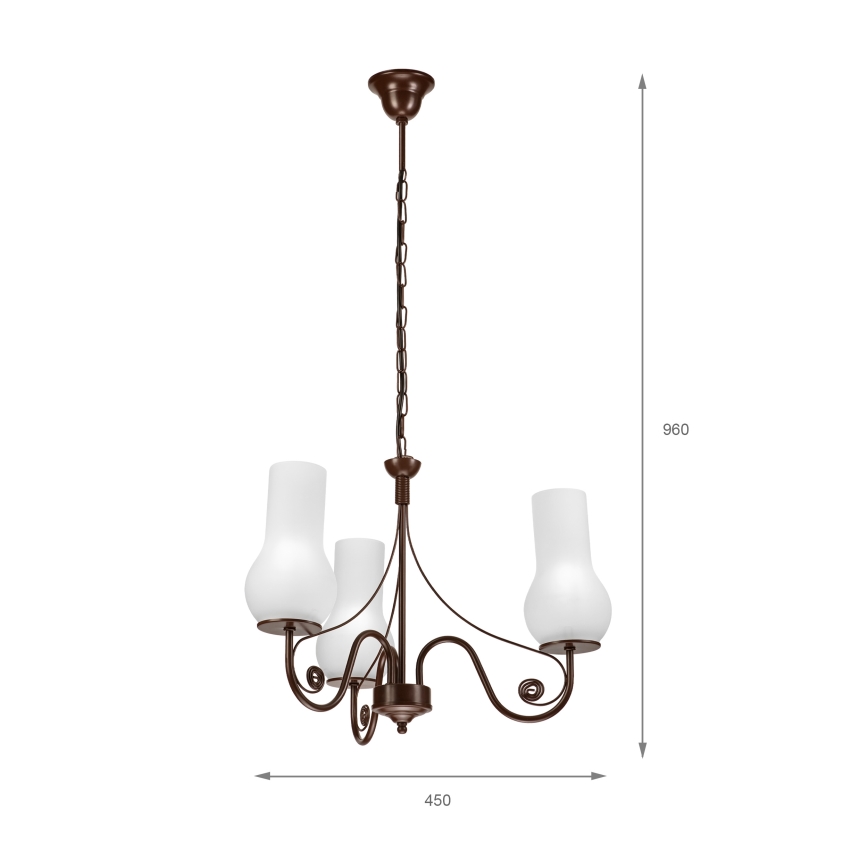 Brilagi - LED Hanglamp aan een ketting COTTAGE 3xE14/40W/230V bruin/wit