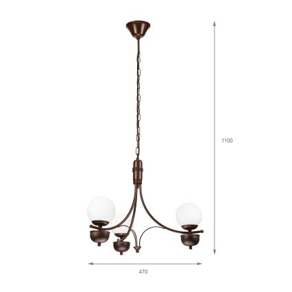 Brilagi - LED Hanglamp aan een ketting COTTAGE 3xG9/40W/230V eiken/wit