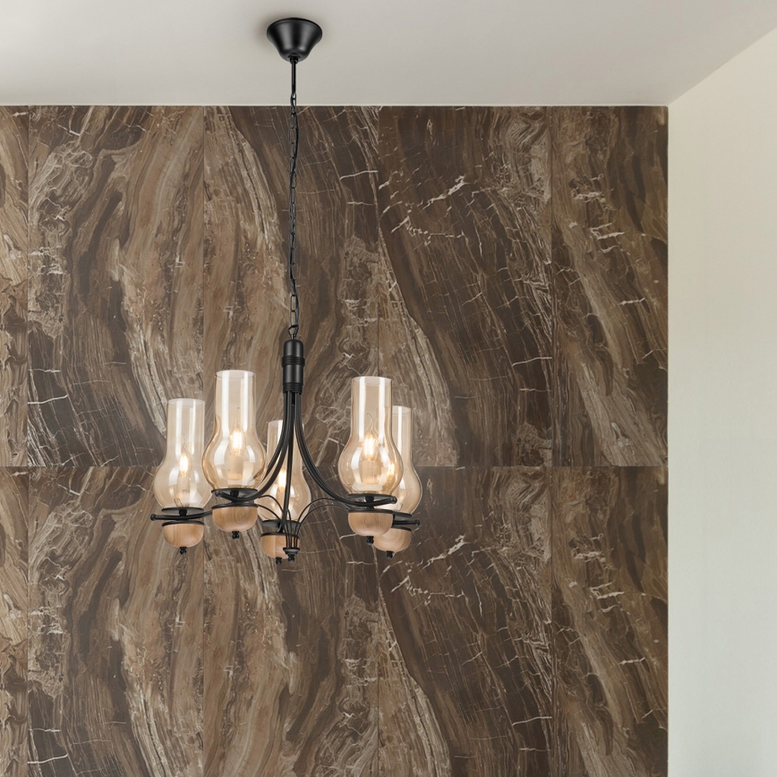 Brilagi - LED Hanglamp aan een ketting COTTAGE 5xE14/40W/230V beuken/bruin