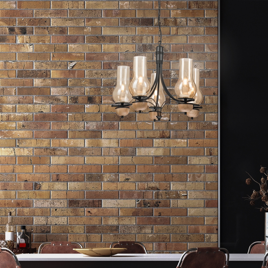 Brilagi - LED Hanglamp aan een ketting COTTAGE 5xE14/40W/230V beuken/bruin