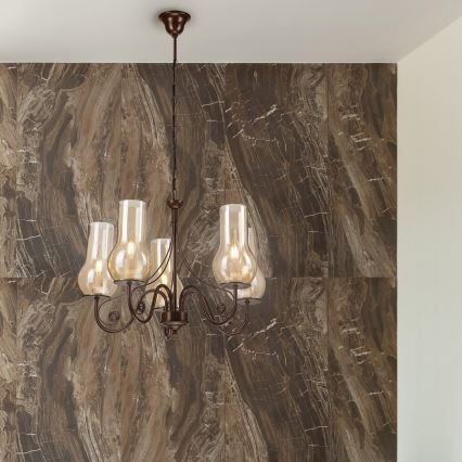 Brilagi - LED Hanglamp aan een ketting COTTAGE 5xE14/40W/230V bruin